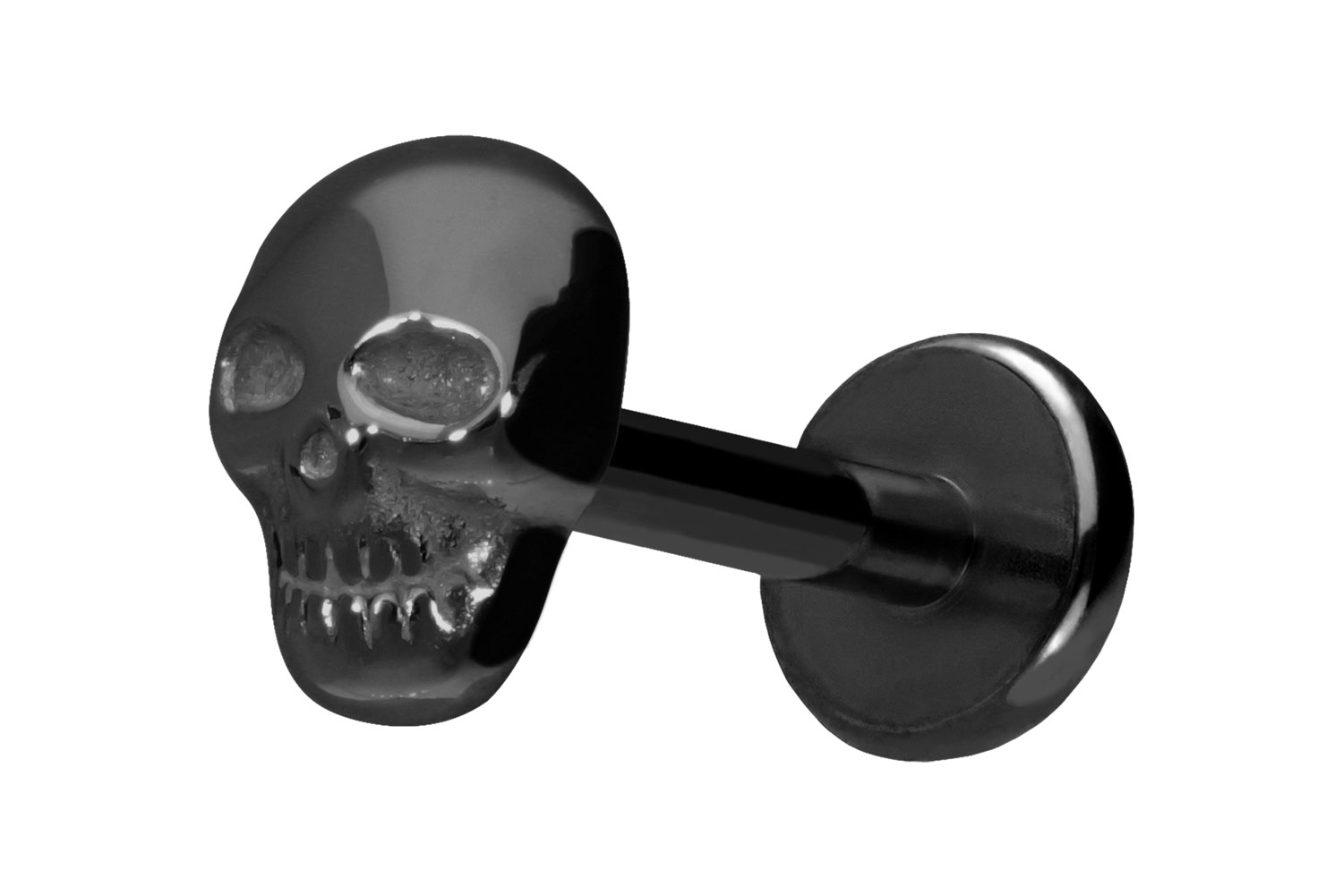Titan Labret Piercing mit Push Fit TOTENKOPF